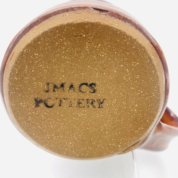 Artisan JMACS Pottery Ceramic Mug With "Tea Makes Me Pee" Handle Brown Glaze - Picture 5 of 8